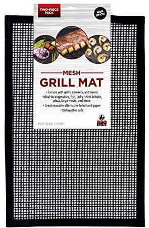 Grill Mat BBQ Tool - Set of 2 - Mesh Grill Mat That Allows Smoke to Pass Through - Non-Stick - Perfect For Grills, Smokers and Ovens