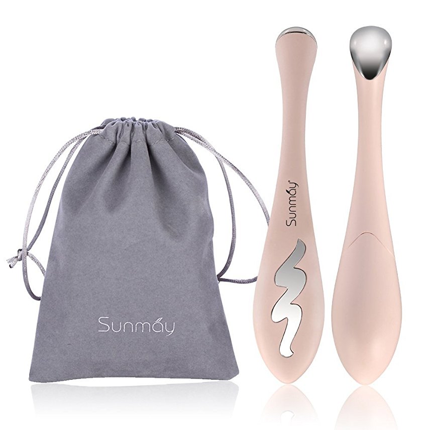 SUNMAY Ionic Heated Eye Massager Wand, Sonic Facial Eye Wrinkle Treatment Pen, Anti-Aging Wrinkle Device for Dark Circles Puffiness and Crow's Feet