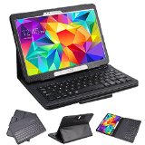 SUPERNIGHT Samsung Galaxy Tab 3 101 and Tab 4 101 Case with Keyboard - Ultra Slim Detachable Bluetooth Keyboard Portfolio Leather Case Cover for Samsung Tab 3 and Tab 4 101 Inch P5200 T530 T531 T535 Tablet  Black Color