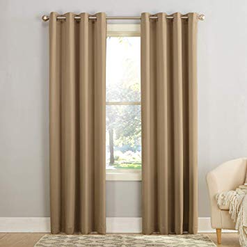 Sun Zero Barrow Energy Efficient Grommet Curtain Panel, 54" x 95", Taupe