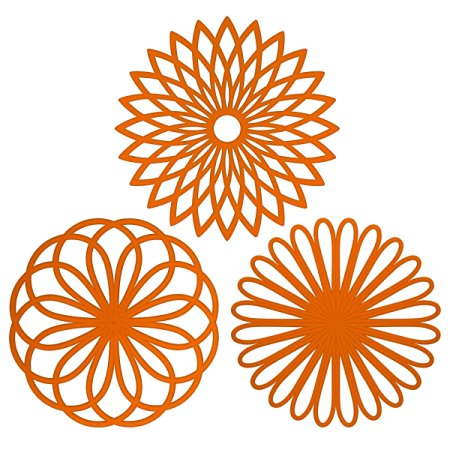 ME.FAN™ Silicone Multi-Use Flower Trivet Mat(set of 3 Pack) Premium Quality Insulated Flexible Durable Non Slip Coasters Cup Orange