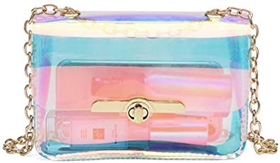 Holographic Message Bags Women's Clear Chain Shoulder Bag Cross Body Bag