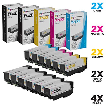 LD Remanufactured Ink Cartridge Replacements for Epson 273XL High Yield (4 Black, 2 Cyan, 2 Magenta, 2 Yellow, 2 Photo Black, 12-Pack)