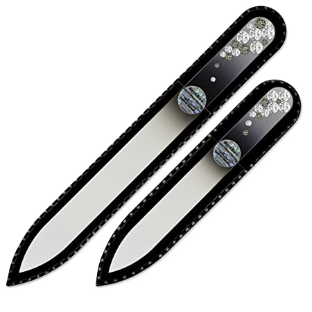 Mont Bleu Set of 2 Crystal Nail Files hand decorated with crystals from Swarovski | Handbag & Universal Sizes, Hand Made, Czech Tempered Glass, Lifetime Guaranty