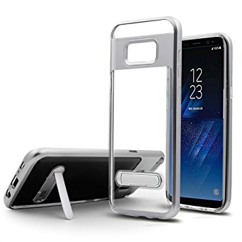 KIKO Galaxy Note 8 Clear Armor Defender Bumper Kickstand Case Soft TPU Protective Scratch Resistant Shock Absorbing Fashion Slim Skin Cover Special for Samsung Galaxy Note 8 (Silver)