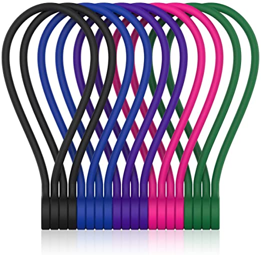 SMART&COOL 10.6'' | 10 Pack Reusable Silicone Magnetic Cable Ties/Magnetic Twist Ties for Bundling and Organizing, Holding Stuff, Book Markers, Fridge Magnets, or Just for Fun, 5 Colors