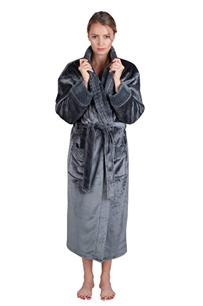 Women's Spa Style Full Length Plush Robe with Velvet Collar & Cuffs Plus Sizes Avail.
