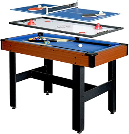 Hathaway BG1131M Triad 3-in-1 48-in Multi Game Table with Pool, Glide Hockey, and Table Tennis for Family Game Rooms