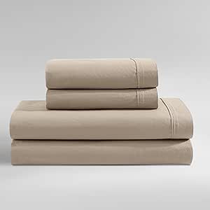 Calvin Klein - Queen Sheets, Washed Cotton Percale Bedding Set, Modern Home Decor (Camel Brown, Queen)