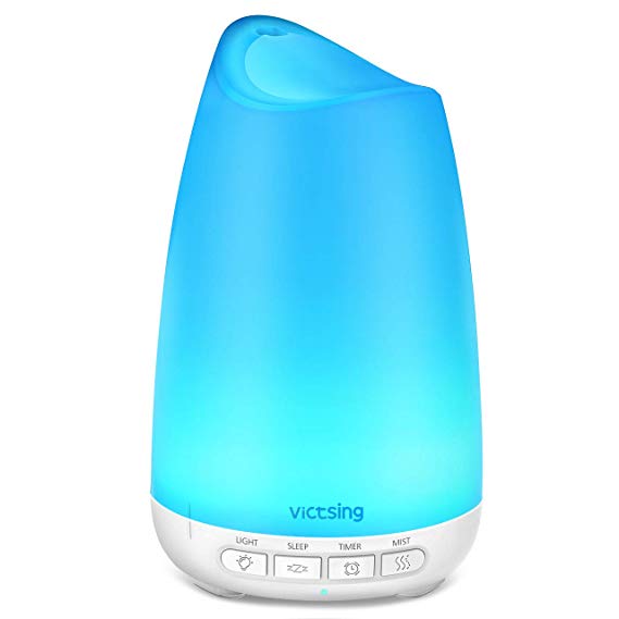 VicTsing Essential Oil Diffuser, 3rd Version 150ml Aromatherapy Diffusers Ultrasonic Cool Mist Humidifier with Sleep Mode, Waterless Auto-Off & 8-Color LED Light for Home Office Room Baby.