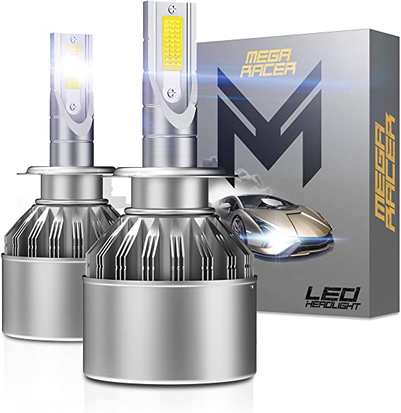 Mega Racer H7 LED Headlight Bulb All in One H7 Conversion Kit H7 Headlight Bulb 6000k LED Headlights 4000 Each Bulbs 80W CREE COB C6 Xenon H7 Conversion Kit H7 LED Headlight Bulbs Low Beam