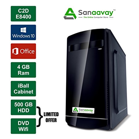 Sanaavay Desktop Pc - Intel Core 2 Duo E8400 - 3.0Ghz Processor / 4Gb Ram / Windows 10 Pro / Office / 500Gb Hdd, Dvd, Wifi