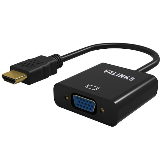 Valinks(TM) 1080p HDMI Male to VGA Female Video Converter Adapter Cable for PC, TV, Laptops, DVD Players, and Other HDMI Devices (Black)