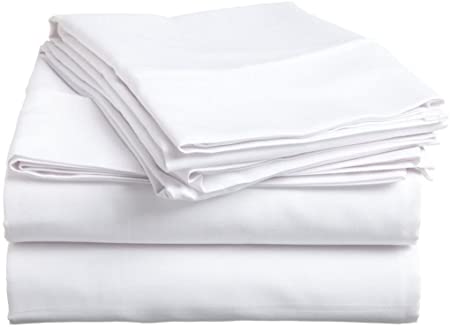 Way Fair Queen, White Solid 100% Egyptian Cotton 4-Piece Bed Sheet Set 400 TC Comes with 15 inches deep Pocket Fitted Sheet Soft, Luxury Sheets