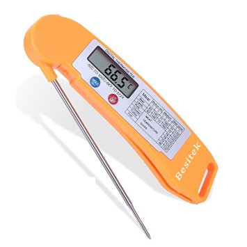 Meat Thermometer ,Besitek Super Fast Digital Electronic Food Thermometer Cooking Thermometer Barbecue Instand Read Meat/Candy/BBQ Thermometer with Probe for Oven/Grill Food Cooking- Orange