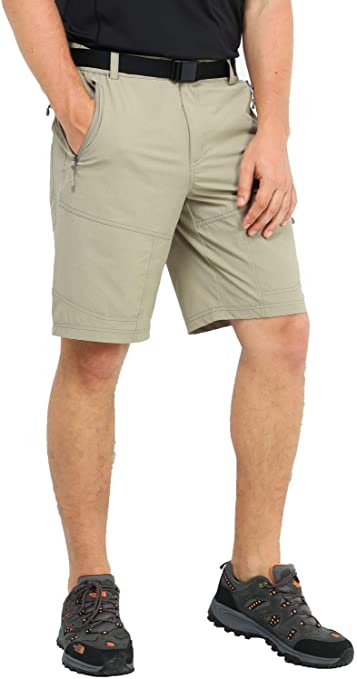 MIER Men's Stretch Hiking Shorts Lightweight Outdoor Cargo Shorts with 5 Zipper Pockets, Quick Dry and Water Resistant