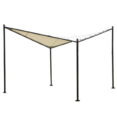 Abba Patio Steel Polyester Fabric Square Butterfly Gazebo 12 x 12 ft Ecru color