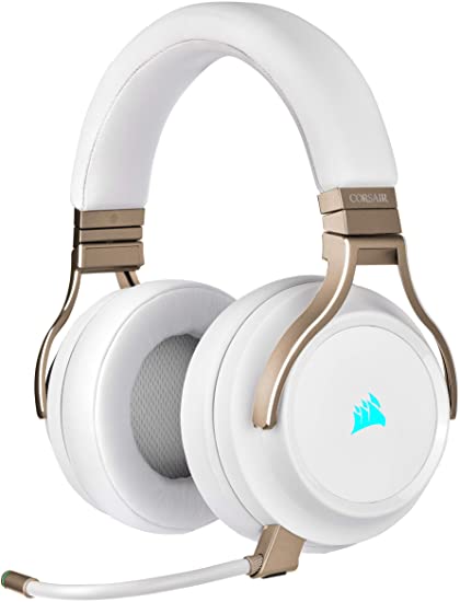 Corsair Virtuoso RGB Wireless Gaming Headset - High-Fidelity 7.1 Surround Sound w/Broadcast Quality Microphone - Memory Foam Earcups - 20 Hour Battery Life - Works with PC, PS5, PS4, Xbox One- Pearl