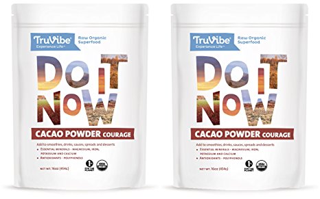 TruVibe 100% Organic Raw Cacao Powder 2 lbs (2 - 16oz Packs)