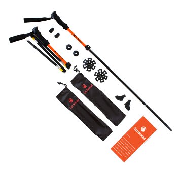 Trekking Poles - Ultra Compact and Extra Sturdy Pair of Folding Collapsible Hiking  Walking Sticks with Easy Lock System and Accessories to Get You Covered for All Seasons