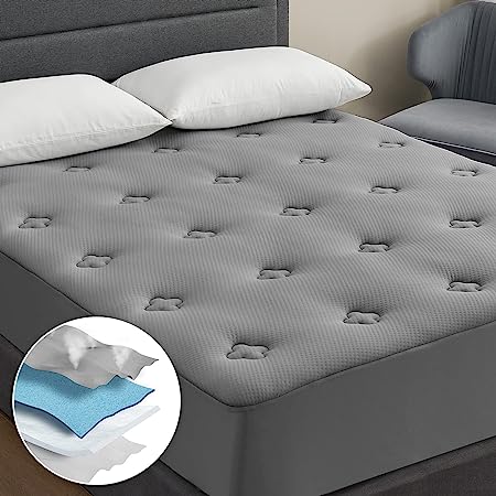 Hansleep Memory Foam Short Queen Mattress Topper, RV Short Queen Mattress Pad with Deep Pocket, Breathable Camper Mattress Cover, 60x75 Inches, Grey