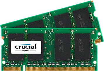 Crucial Sodimm Laptop Memory Upgrade (2GB Kit - 1GBx2,200-pin,DDR2 PC2-5300,Cl=5 1.8v)