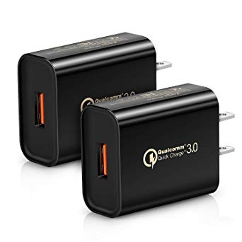 Quick Charge 3.0, 2-Pack Boxeroo 18W USB Wall Charger (Quick Charge 2.0 Compatible) for Galaxy S10/S9/S8/Edge/Plus, Note 8/7, LG G4, HTC One A9/M9, Nexus 9, iPhone, iPad and More