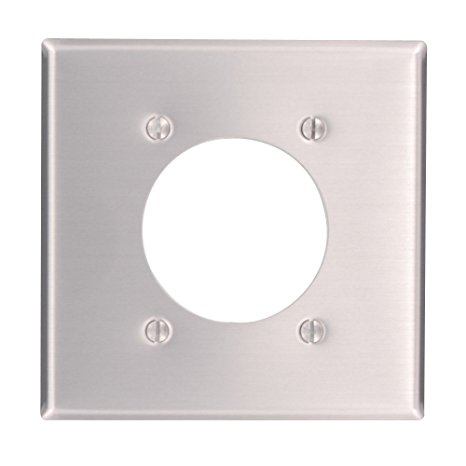 Leviton 83026 2-Gang Flush Mount 2.15-Inch Diameter, Device Receptacle Wallplate, Standard Size, Device Mount, Aluminum