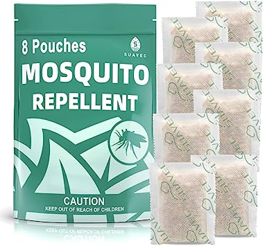 SUAVEC Mosquito Repellent for Patio, Mosquito Repellent Outdoor, Mosquito Repellents for Yard, Indoor Mosquito Repellant, Mosquito Control for Room, Mosquito Deterrent for Backyard, Camping-8 Pouches