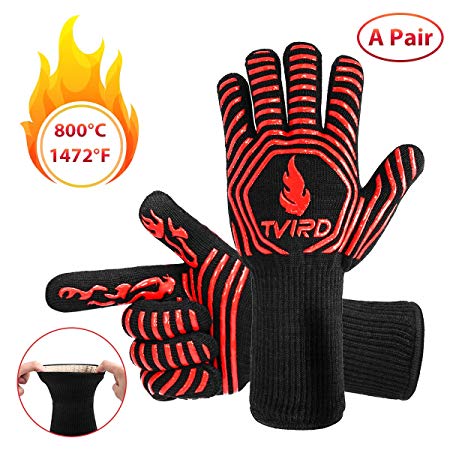 BBQ Gloves Extreme Heat Resistant, Tvird Oven Gloves BBQ Grilling Gloves 932°F/500° C Extreme Heat Resistant Oven Gloves, Forearm Protector For BBQ, Cooking, Grilling, Baking