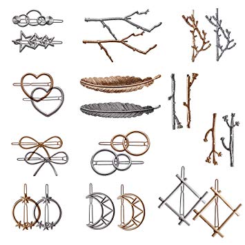 24 Pieces Minimalist Dainty Hair Clip for Women, Tree Branch Gold Silver Metal Hair Barrettes, 13 Different Styles Hollow Geometric Hair Pins Hair Accessories by fani