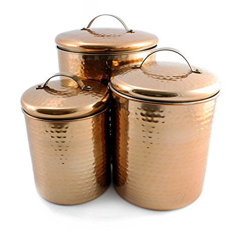 3-Piece Hammered Copper & Stainless Steel Canister Set (1Qt / 2 Qt / 4 Qt)