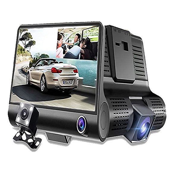 SQDeal Car Dash Cam Dual Lens, FHD 1080p Car DVR Dash Video Recorder 170 Degree Wide Angle, G-Sensor, Motion Detation, Loop Recording, Parking Mode, Waterproof   Night Vision Rearview Camera (Black)