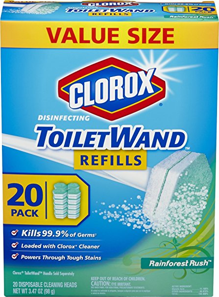 Clorox Toilet Wand Disposable Toilet Cleaning Refill, Rainforest Rush, 20 Count