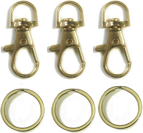 ALL in ONE Lobster Clasps Claw Swivel Trigger Clips Snap Hooks Bag Key Ring Hook Charms Findings (10pcs Light Gold)