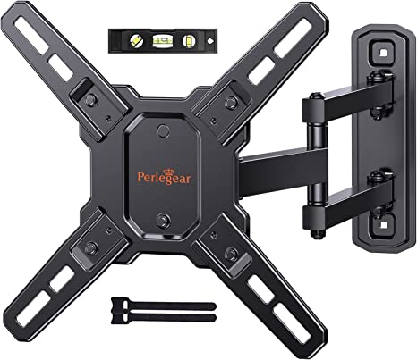 Perlegear TV Wall Mount for 13-42 inch Flat or Curved TVs & Monitors up to 55 lbs, Full Motion TV Wall Mount with Articulating Arm, Swivel Corner TV Wall Mount, Max VESA 200x200mm, PGSF6