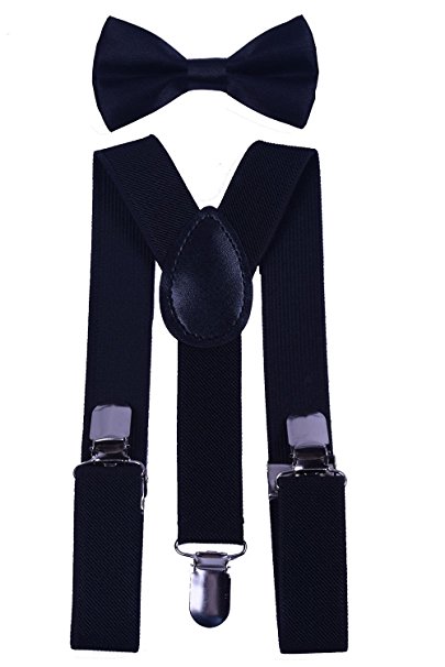 BODY STRENTH Kids Boys Girls Suspenders Strong Clips With Bow tie Set