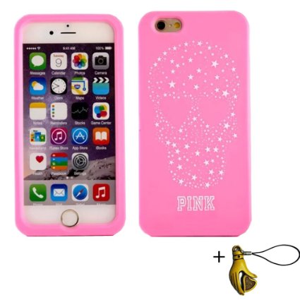 SuperBZ Apple iPhone 6 Skull Case, Replacement Victoria Secret PINK Soft Silicone Skeleton Skull Star Case Cover Case for Apple iPhone 6 4.7" (pink)
