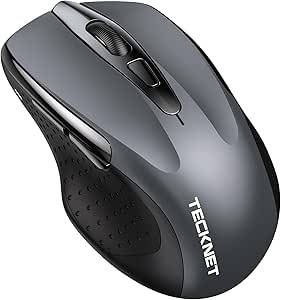 TECKNET Wireless Mouse (2.4G & BT5.0/3.0) Silent Mouse 4800 DPI Computer Mouse 6 Buttons Bluetooth Mouse, USB A Mouse Wide Compatibility - Grey