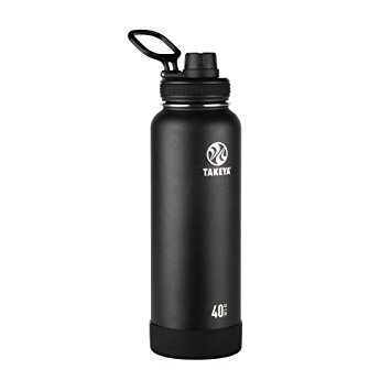 Takeya Actives Insulated Stainless Water Bottle with Insulated Spout Lid, 40oz, Onyx