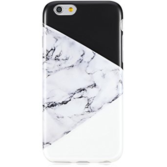 Designer iPhone 6 Cases, VIVIBIN Anti-Scratch &Fingerprint Shock Proof Thin TPU Case For iPhone 6 / 6s 4.7" ,Marble Design,012-Black&White