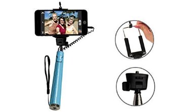Looq System DG-LB01 Wired Extendable Third Generation Selfie Monopod for Android and iOS Smart Phones Blue