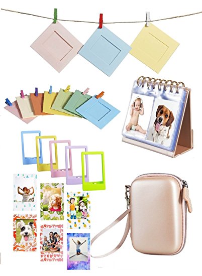 HP Sprocket and Polaroid Zip Instant Printer Accessories Bundle, 5 in 1 Kit Includes: Printer Case, Photo Albums, Color mini photo frame, Magnetic photo framens, Wall Hanging frame (Rose Gold)