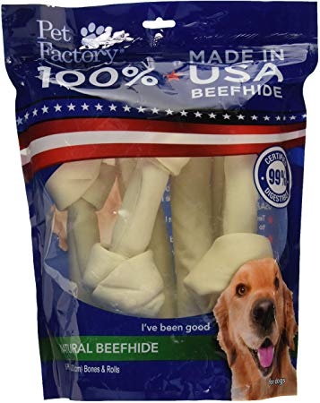 Pet Factory 78206 Made in USA Value Pack 8-9" Rawhide Chews for Dogs 6 Pack