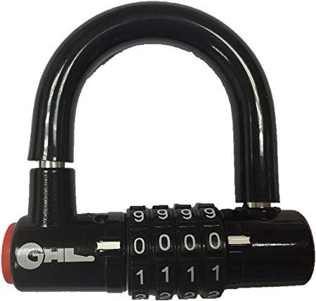 Bosvision 3.5 inches width 4-digit Resettable Combination Padlock with 3/8" Long Shackle for Gate, Lodge, Locker, Luggage. - BLACK