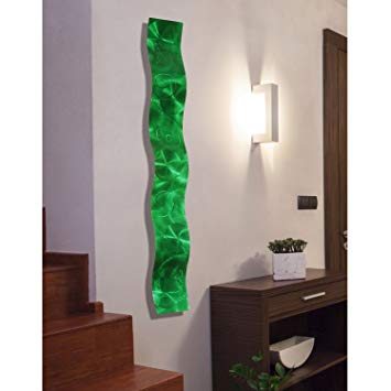 Emerald Green 3D Abstract Metal Wall Art Sculpture Wave - Modern Home Décor by Jon Allen - 46.5" x 6"