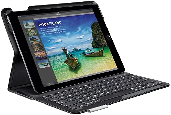 Logitech Type  iPad Case with Wireless Bluetooth Keyboard, For iPad Air 1 (Models: A1474, A1475, A1476), iOS Shortcut Keys, Long Battery Life, QWERTY UK Layout - Black