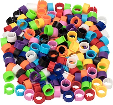 ANCIRS 200PCS 8mm Bird Leg Bands, Foot Round Tag Clips for Pigeon Dove Chicks Bantam Lovebirds Finch Small Poultry Chicken(Multi-Color)