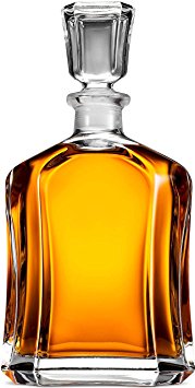 Paksh Novelty Glass Whiskey Capital Decanter with Airtight Geometric Stopper, 23.75-Ounce