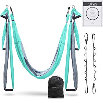 UpCircleSeven Aerial Yoga Swing Set - Yoga Hammock/Sling Kit   Extension Straps & eBook - Antigravity Ceiling Hanging Yoga Sling - Inversion Swing for Beginners & Kids